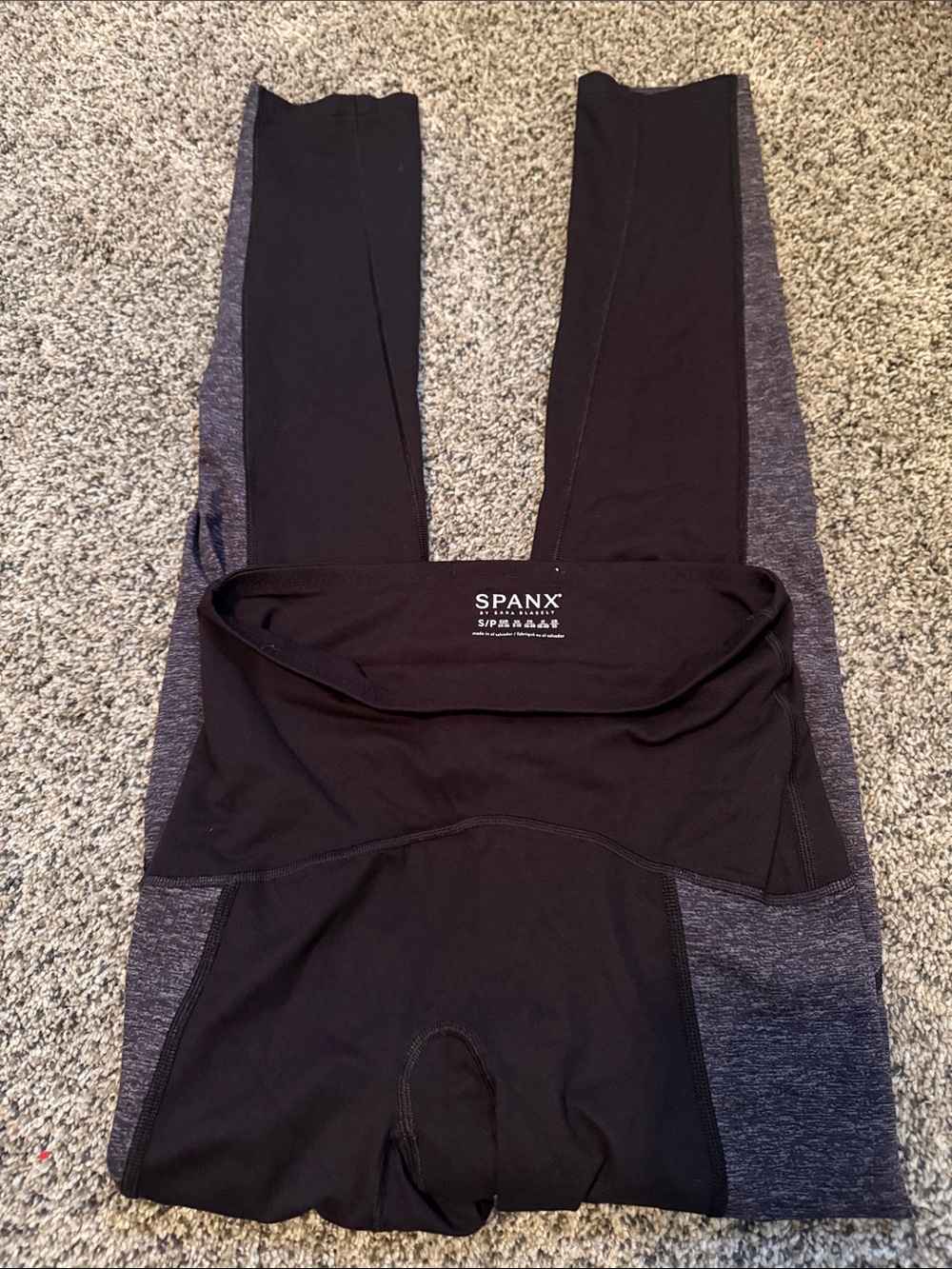 SPANX Two-Tone High-Waist Sculpting Leggings in Black and Heather Gray
